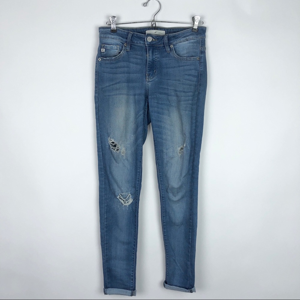 KanCan Mid-Rise Medium Wash Distressed Skinny Jean